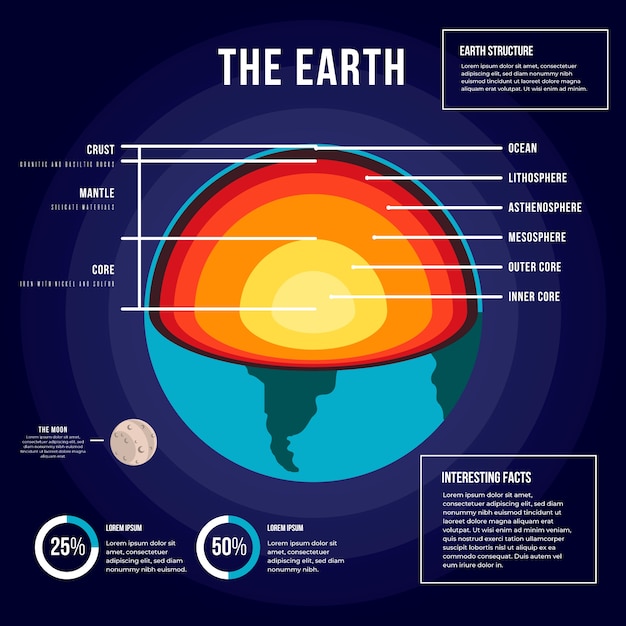 Vettore gratuito infografica struttura terra brillante