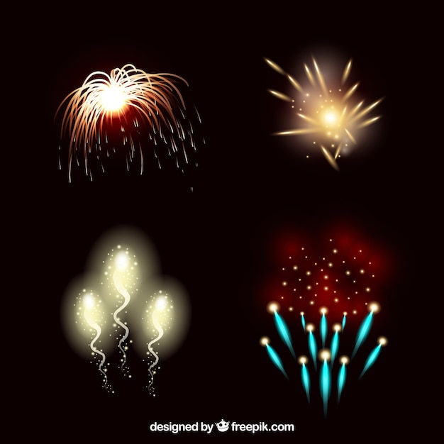 Free vector bright fireworks