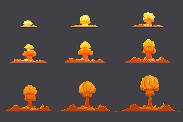 Free vector bright flat explosion animation set