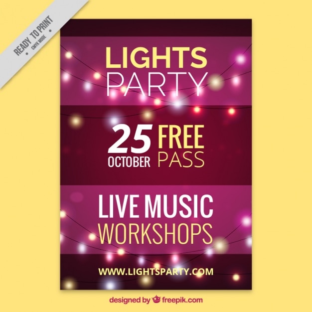 Free vector bright fluer with party lights