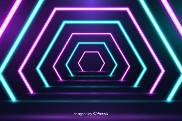 bright geometrical neon lights background