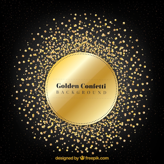 Bright golden confetti background 