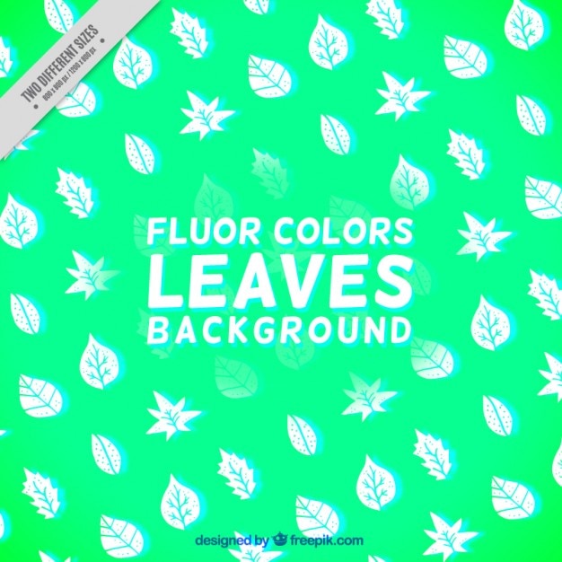 Free vector bright green background with hand drawn leaves