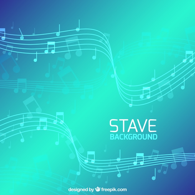 Free vector bright green background with staves