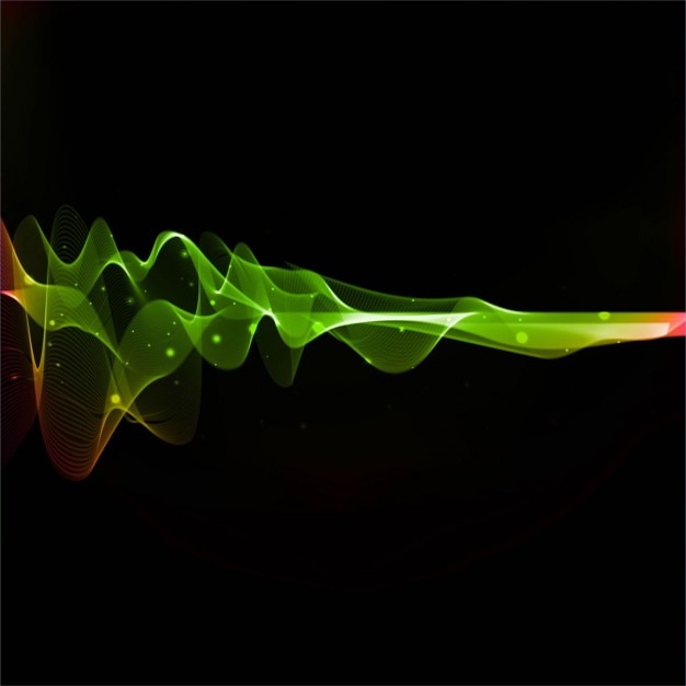 Bright green and red wavy lines on a black background