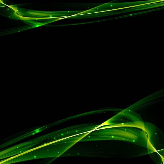 Bright green wavy lines on a black background