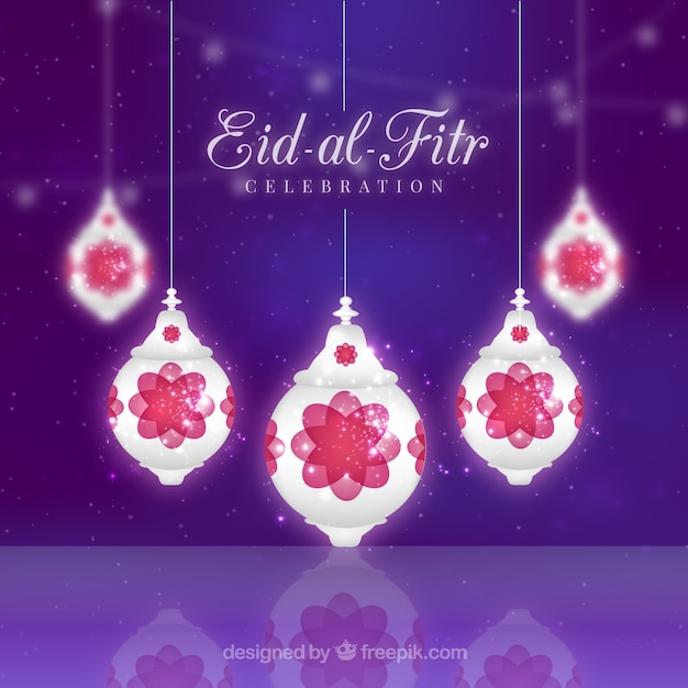 Lanterne luminose sfondo eid-al-fitr