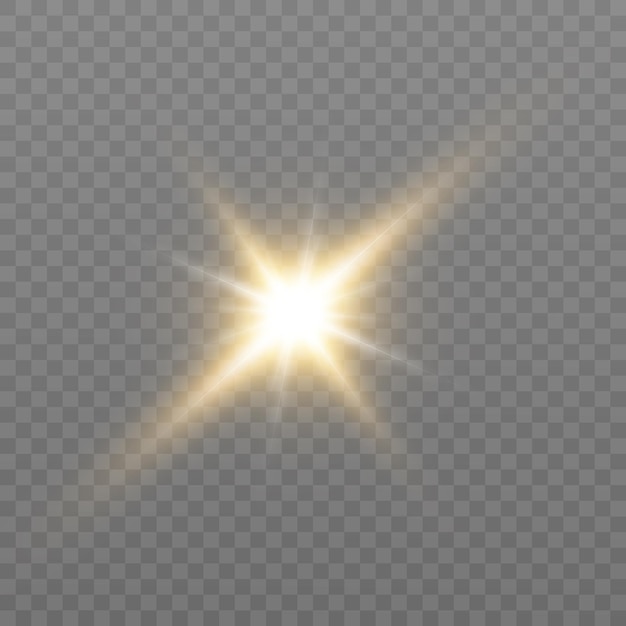 Bright light effect warm rays spark star sun vector