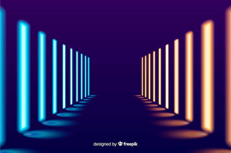 Free Vector bright neon lights stage background