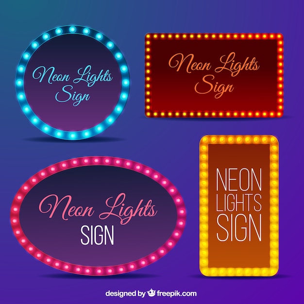 Vettore gratuito insegne al neon luminosi