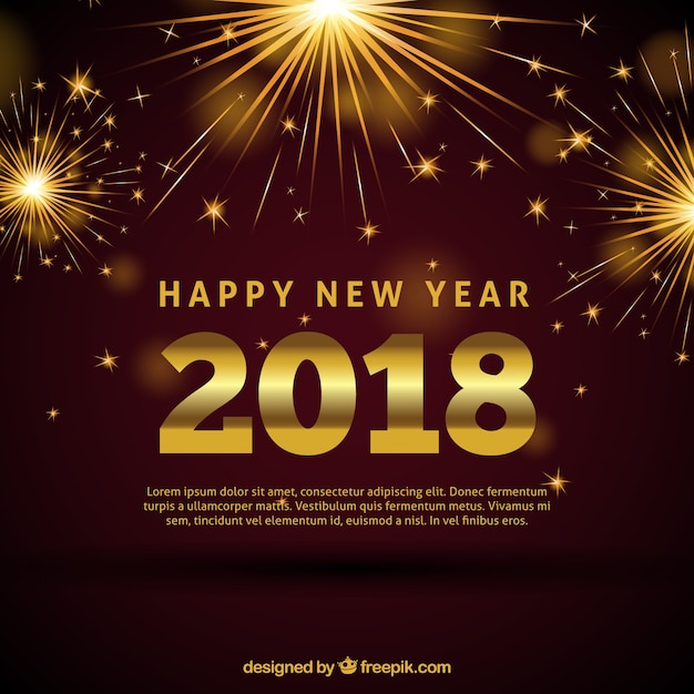 Bright new year 2018 golden background