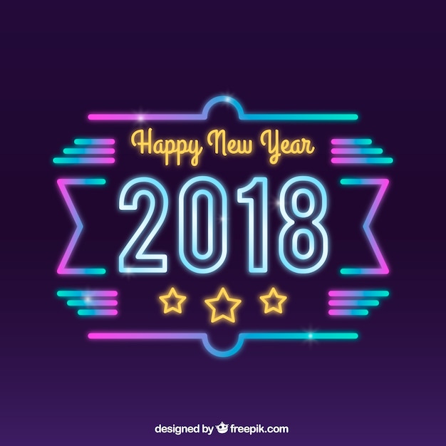 Bright new year 2018 neon sign