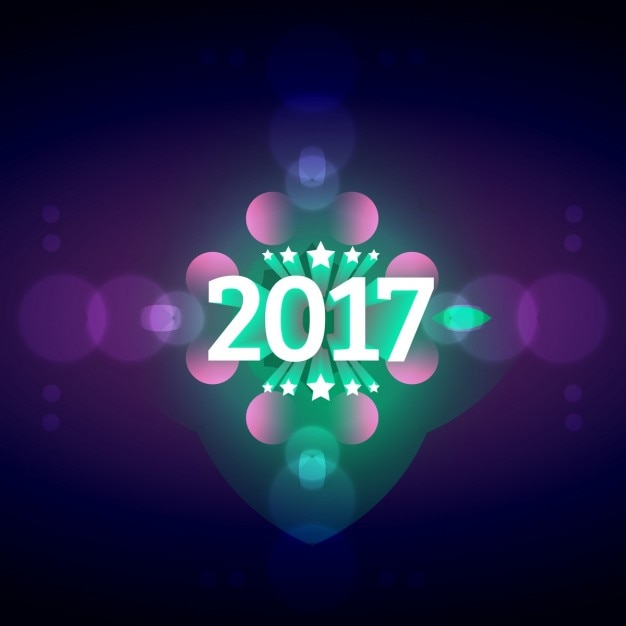 Bright new year background with circles and stars