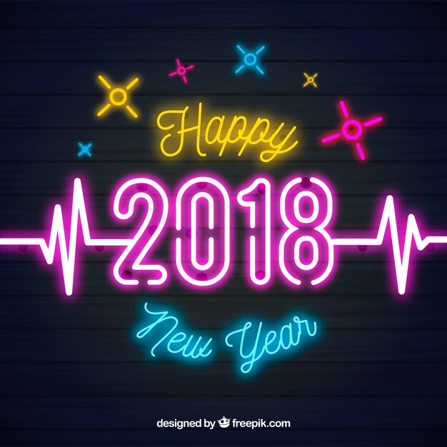 Free vector bright new year neon sign