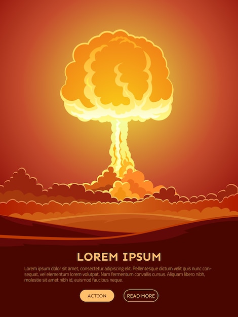 Free vector bright nuclear explosion web banner