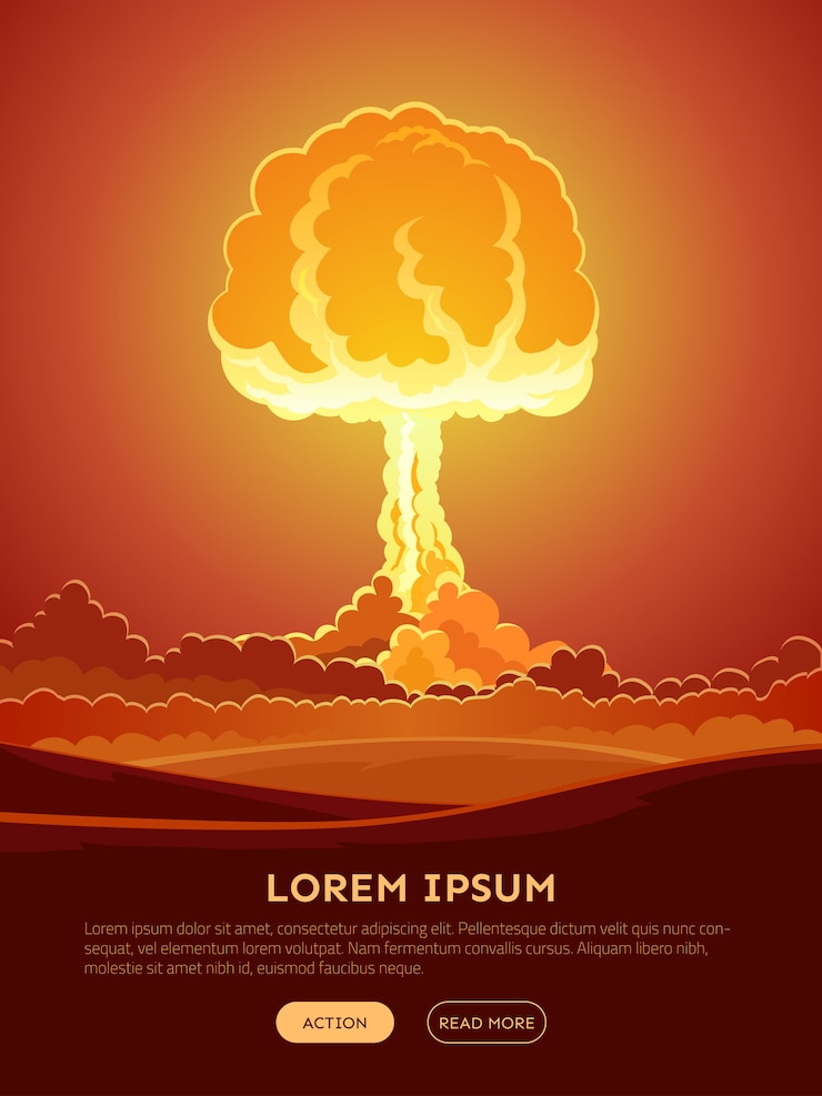 Free Vector bright nuclear explosion web banner