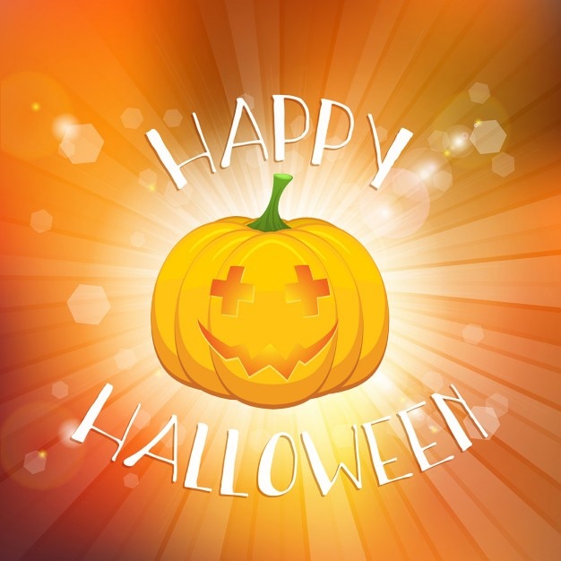 Free vector bright orange background with a pumpkin for halloween