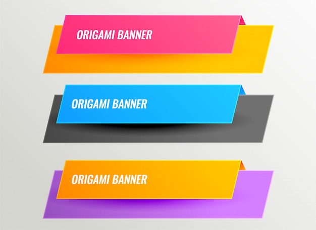 Set di banner di origami brillante