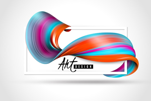 Free vector bright paint brush stroke and white rectangular frame