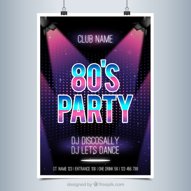 Бесплатное векторное изображение Яркий плакат для партии диско