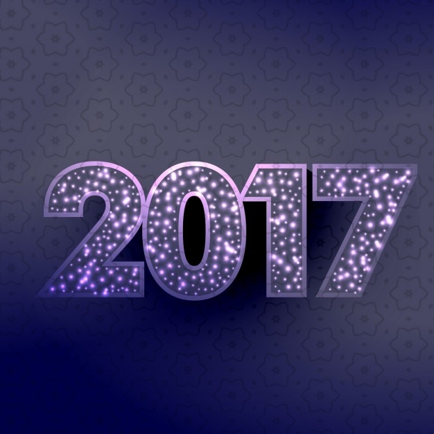 Бесплатное векторное изображение Стильный 2017 счастливый новый год текст, написанный с горящими сверкают кругами