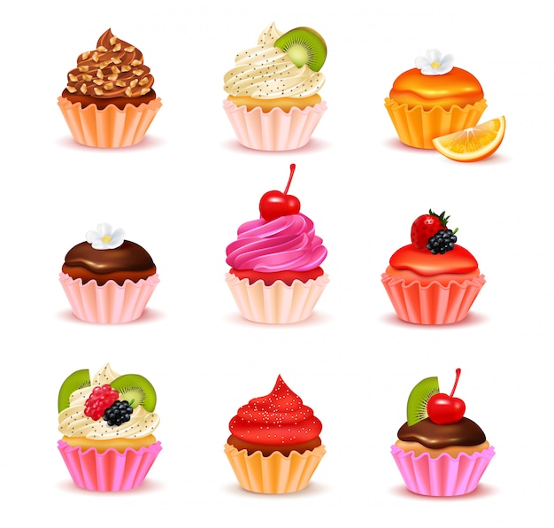 Vector cute cupcake stickers Stock Vector by ©mrvvv 32978973