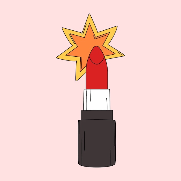 Free vector bright red lipstick sticker vector