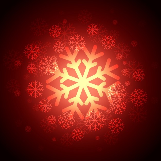 Vettore gratuito rosso brillante sfondo fiocchi di neve