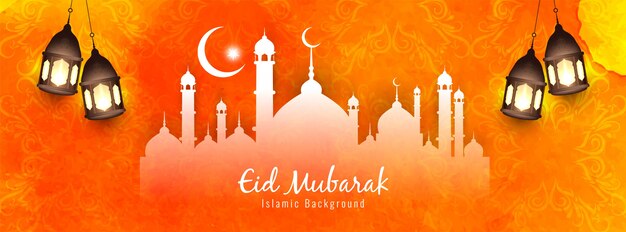 밝은 종교적인 Eid 무바라크 배너 디자인