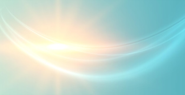 Bright and shiny sun flare blue background with streak trail effect vector