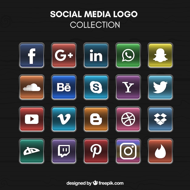 Vettore gratuito logo raccolta social media brillante