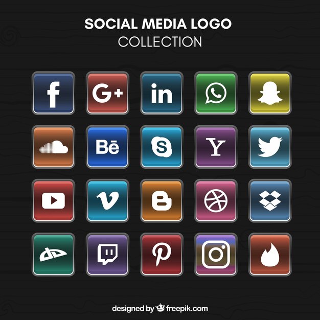 Bright social media logo collection