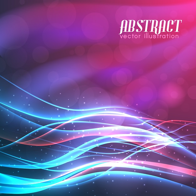 Free vector bright space background with luminous wavy lines light and glowing effects spotlights