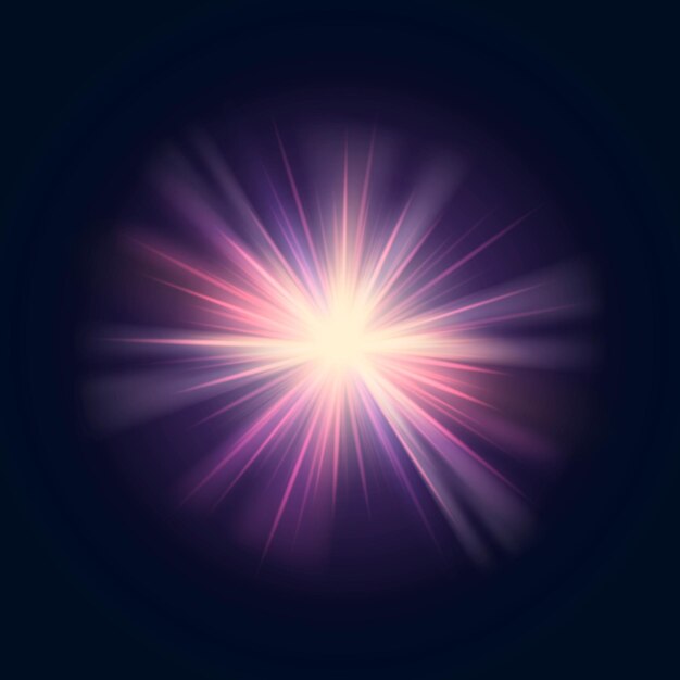 Bright sunburst lens flare vector in purple and yellow