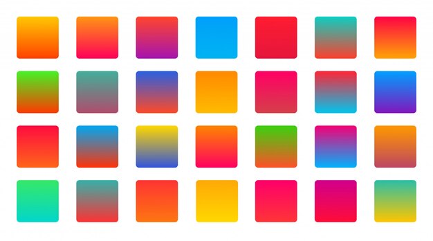 Bright vibrant colorful set of gradients background