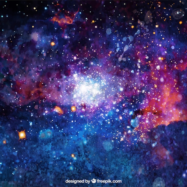 Bright watercolor background of galaxy