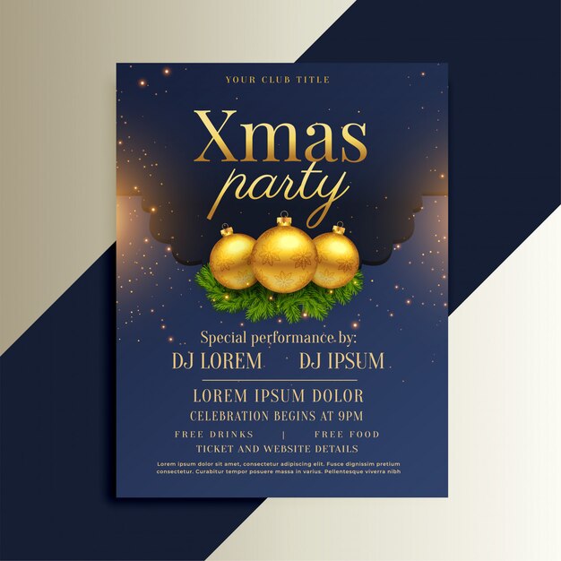 Brilliant design of christmas flyer with golden balls