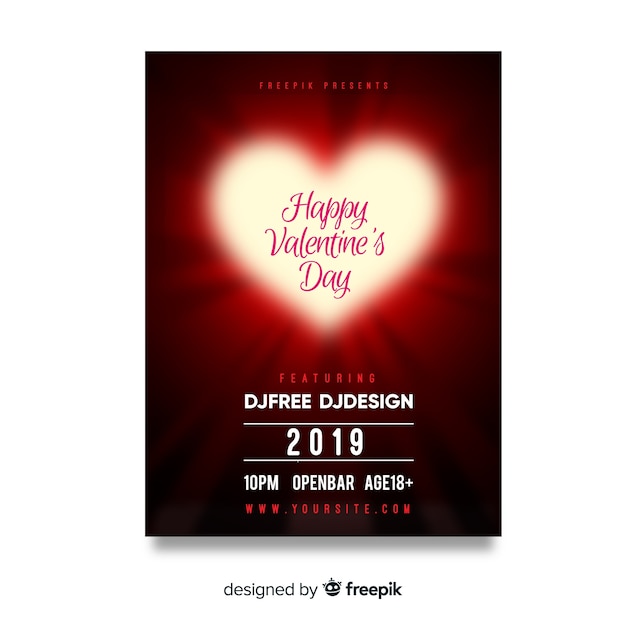 Free vector brilliant hearth valentine's day party poster