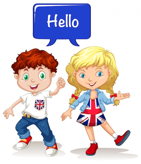 Бесплатное векторное изображение Британский мальчик и девочка здороваются