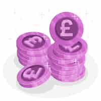 Free vector british pound coins concept illustration