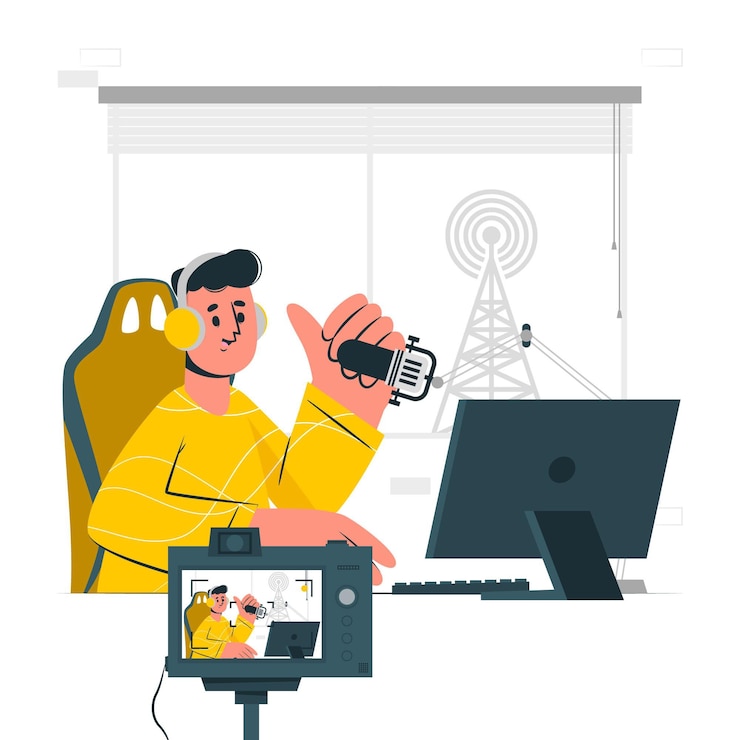 무료 Vector 방송 개념 일러스트레이션