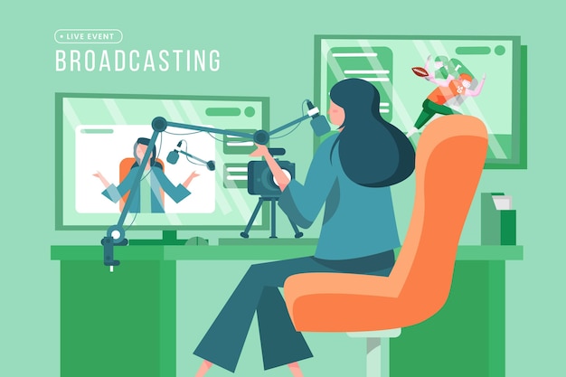 Free vector broadcasting live event concept