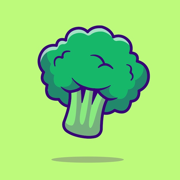 Broccoli Vegetable Cartoon Vector Icon Illustration Food Nature Icon Concept Isolated Premium Flat