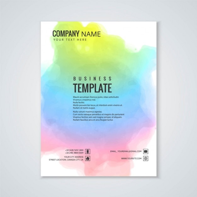 Free vector brochure, colorful watercolor