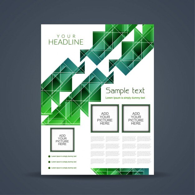 Free vector brochure design with green polygons