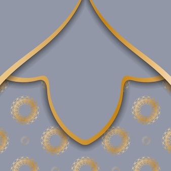 Brochure in gray with indian gold ornaments for your design.