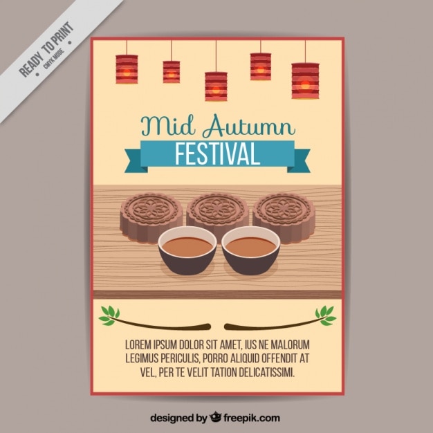 Brochure of mid-autumn festival with typical food