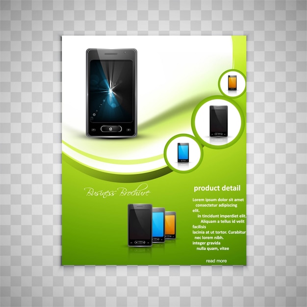 Brochure page design with smartphone