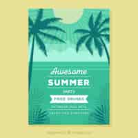 Free vector brochure of party summer with palm trees