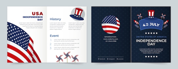 Free vector brochure template for american 4th of july celebration